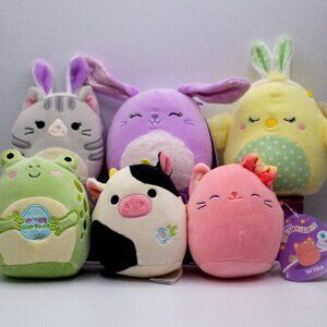 5" Easter Spring Squishmallows Bundle: Aimee, Bubbles, Connor, Tally, Wilka,Zhen